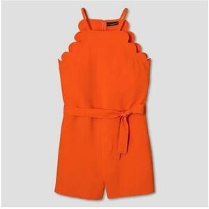 Victoria Beckham for Target Women’s Orange Scalloped Romper with Tie